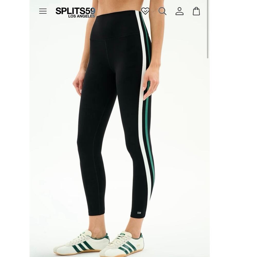 NWOT Splits59 Bianca High Waist Rigor Leggings in Black/White/Green SZ S
